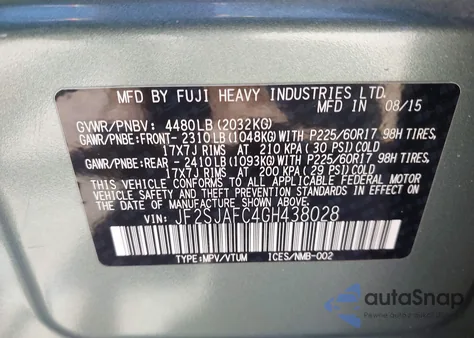 2016 Subaru Forester 2.5I Premium z USA, uszkodzony, nr VIN JF2SJAFC4GH438028